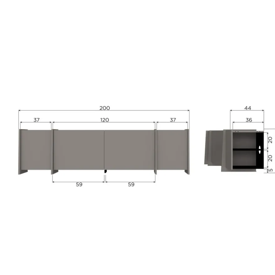 WOOOD TV-meubel Brock Warmgrijs - 200x53x44 cm