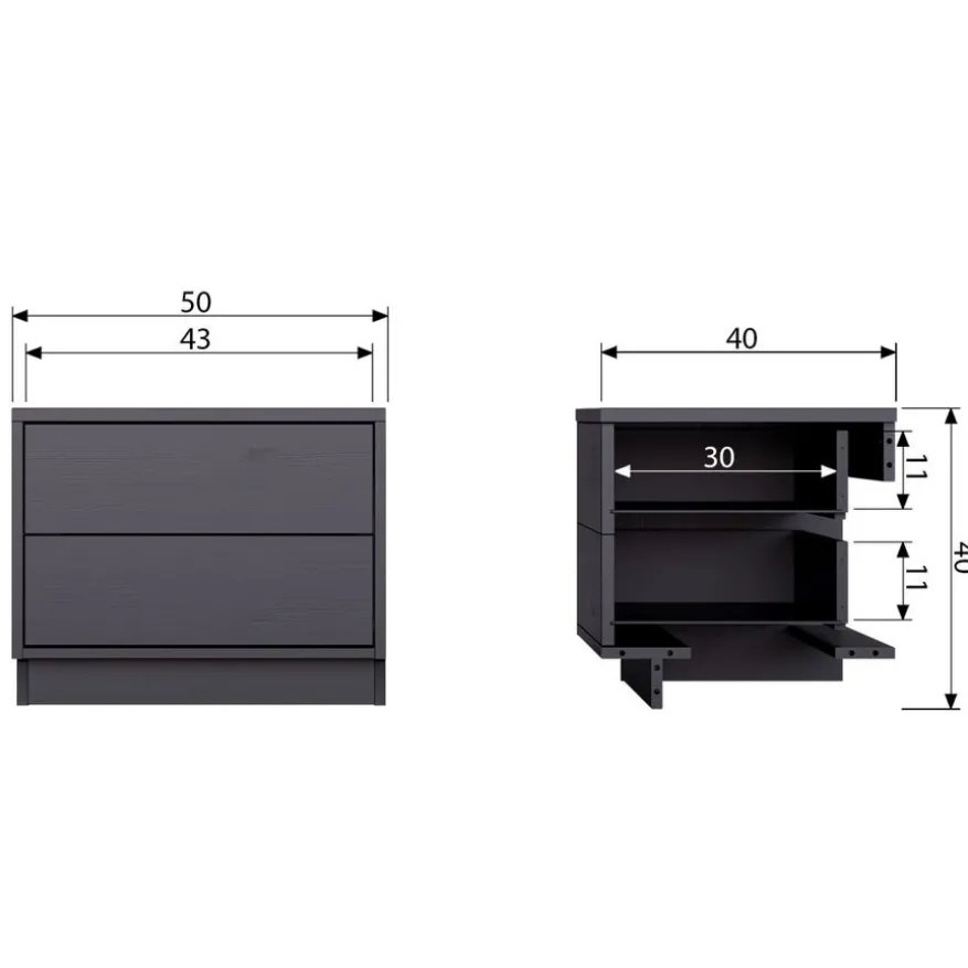 WOOOD TV meubel Finca Zwart - 50x40x40 cm