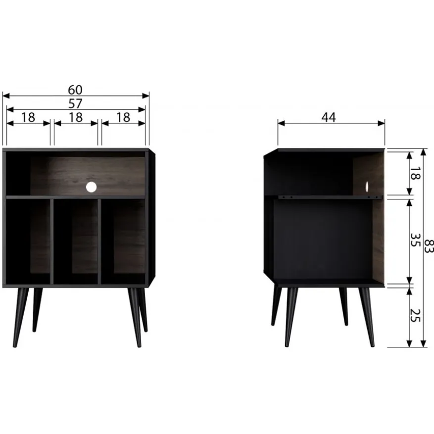 WOOOD TV-meubel James Zwart - 60x83x44 cm