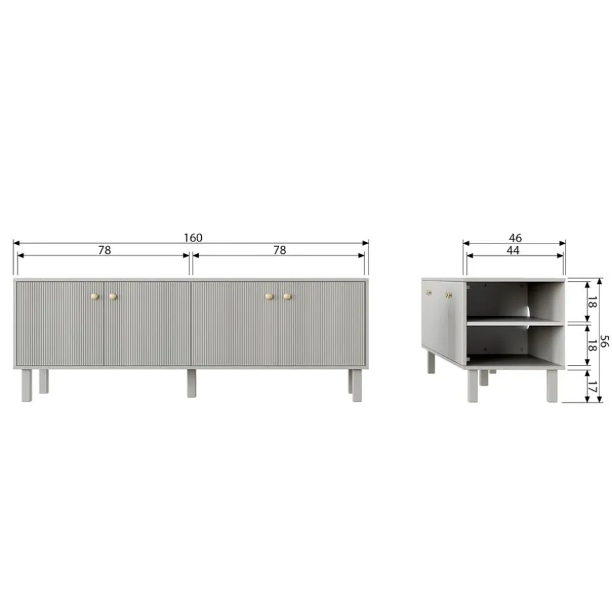 WOOOD TV-meubel Madu Grijs - 160x56x46 cm