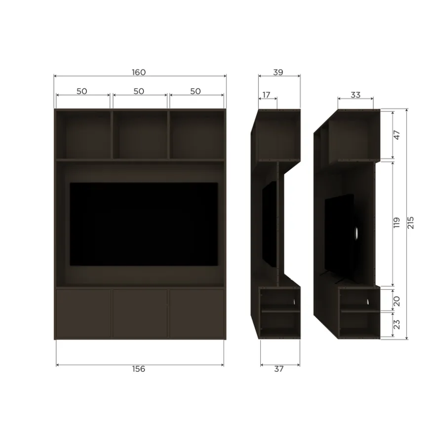 WOOOD TV-meubel Meggy Middenbruin - 160x215x40 cm