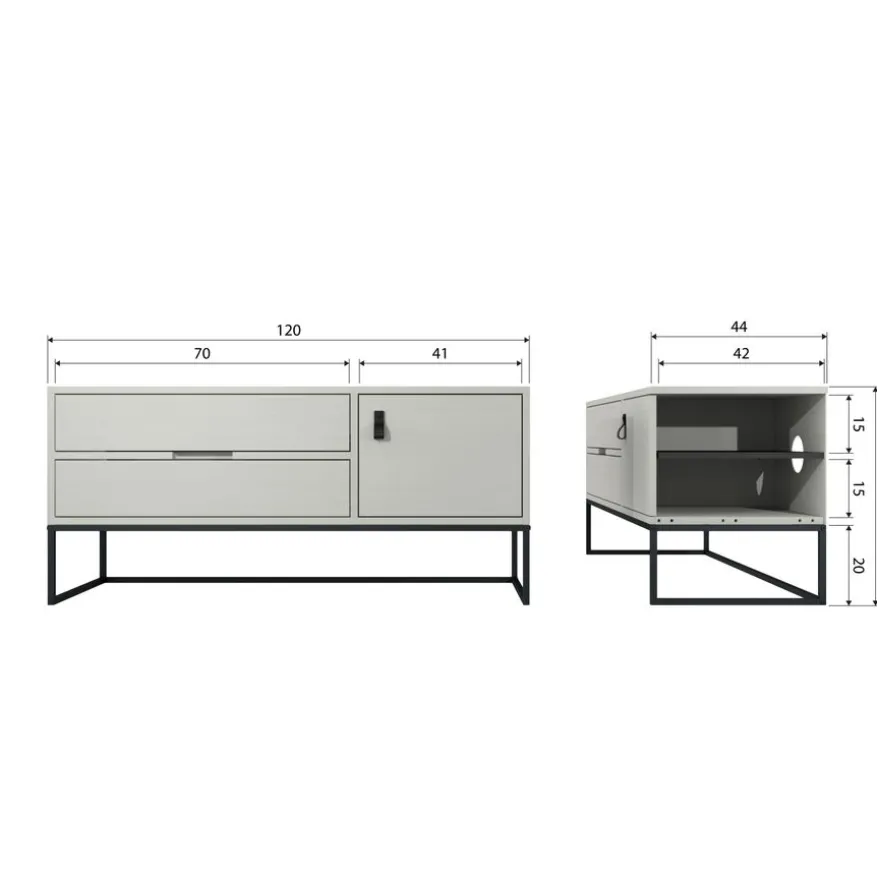 WOOOD Tv-meubel Silas Dust - 120x55x44 cm