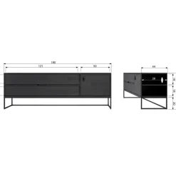 WOOOD Tv-meubel Silas Dust - 180x61x44 cm
