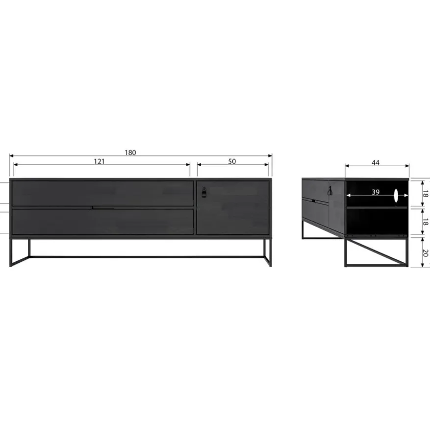 WOOOD Tv-meubel Silas Dust - 180x61x44 cm