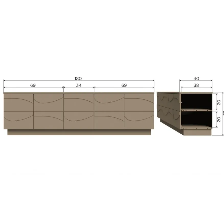 WOOOD TV-meubel Teo Mud - 180x52x40 cm