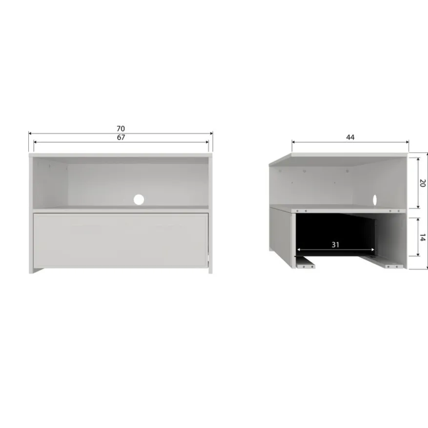 WOOOD TV-meubel Yissa Grijs - 70x46x44 cm