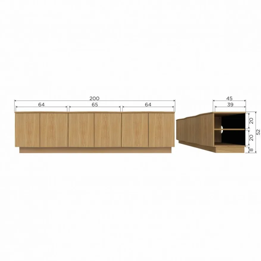 WOOOD TV-meubel Zuma Naturel - 200x52x45 cm
