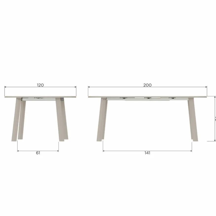 WOOOD Uitschuifbare Eettafel Janne Grijs - 120/200x120 cm