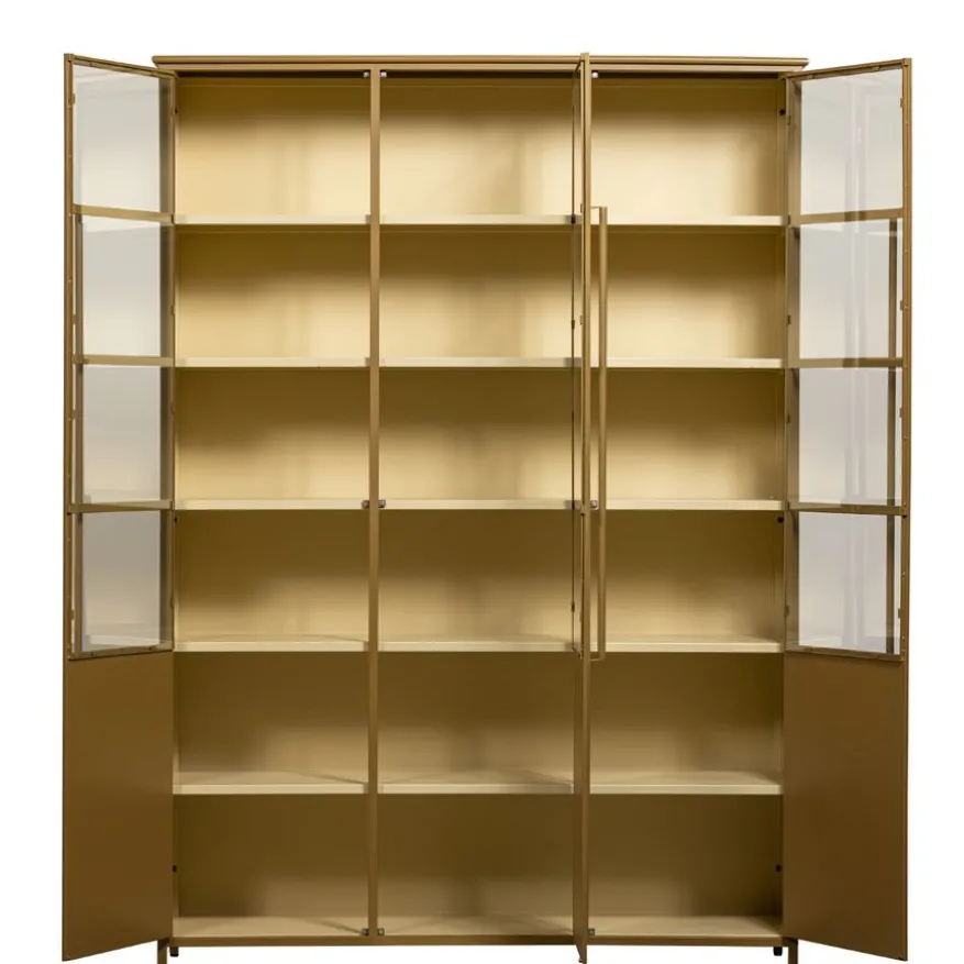 WOOOD Vitrinekast Exhibit XL Honinggeel - 142x200x44 cm