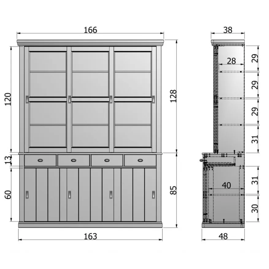WOOOD Vitrinekast Lagos Wit - 166x214x48 cm