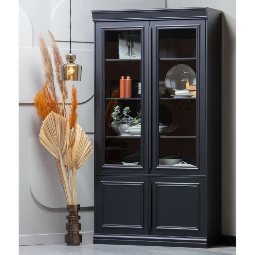 WOOOD Vitrinekast Organize Zwart - 110x215x44 cm