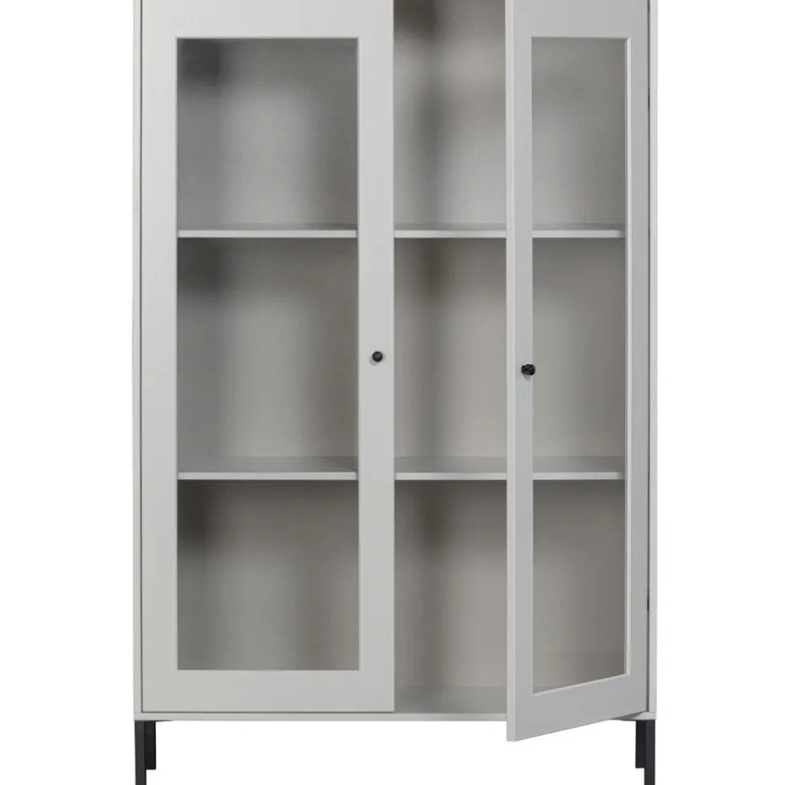 WOOOD Vitrinekast Xam Grijs - 100x155x40 cm