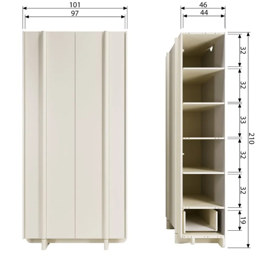 WOOOD Wandkast Basu Dust - 101x210x46 cm