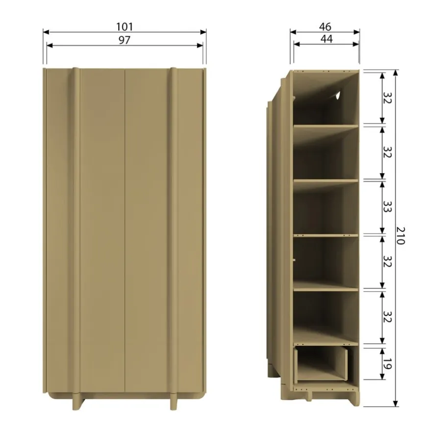 WOOOD Wandkast Basu Moss - 101x210x46 cm