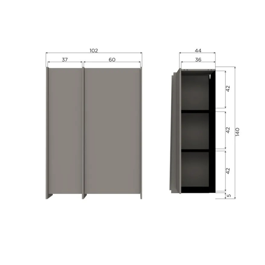WOOOD Wandkast Brock Warmgrijs - 102x140x44 cm