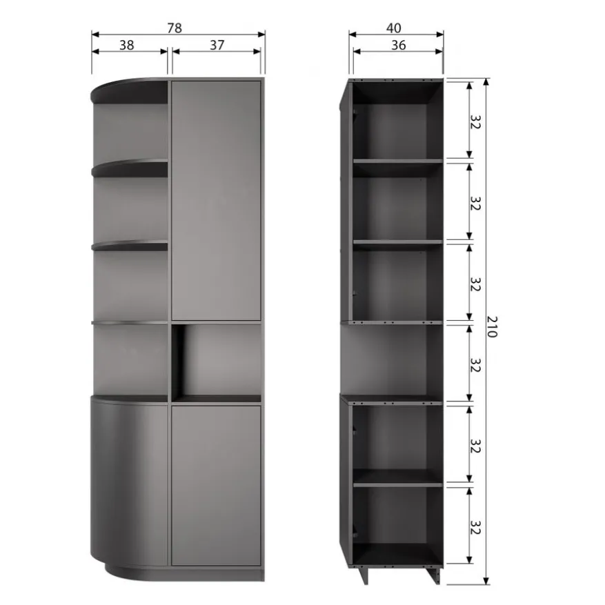 WOOOD Wandkast Finca Zwart - 78x210x40 cm