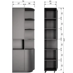 WOOOD Wandkast Finca Zwart - 78x210x40 cm