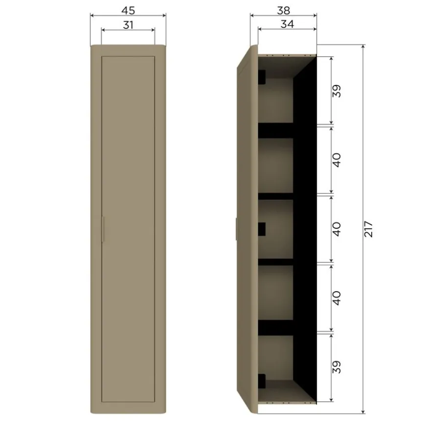 WOOOD Wandkast Gunnar Zwart - 45x217x39 cm