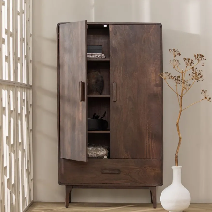 WOOOD Wandkast Liya Donkerbruin - 85x150x35 cm
