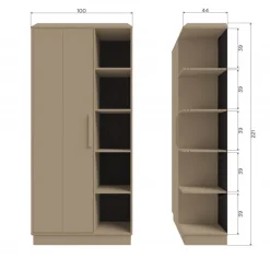WOOOD Wandkast Lowen Mud - 100x221x44 cm