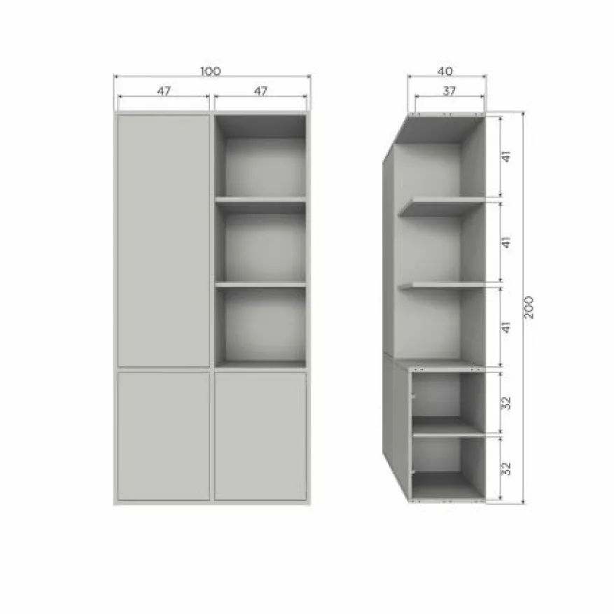 WOOOD Wandkast Merel Dust - 100x200x40 cm