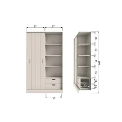 WOOOD Wandkast Mila Grijs - 120x200x42 cm