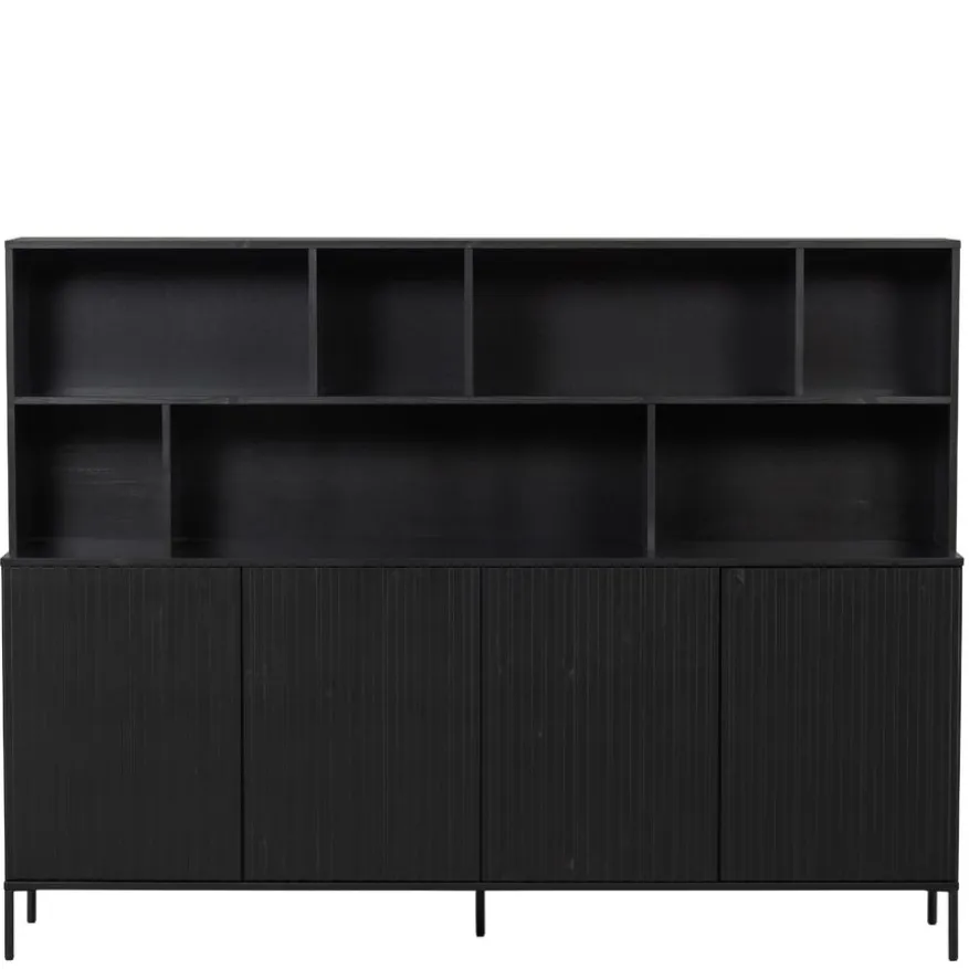 WOOOD Wandkast New Gravure Zwart - 200x150x44 cm