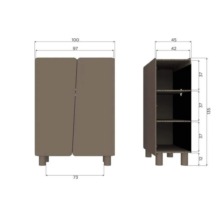 WOOOD Wandkast Root Truffel Bruin - 100x135x45 cm