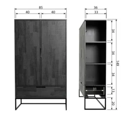 WOOOD Wandkast Silas Dust - 85x149x36 cm