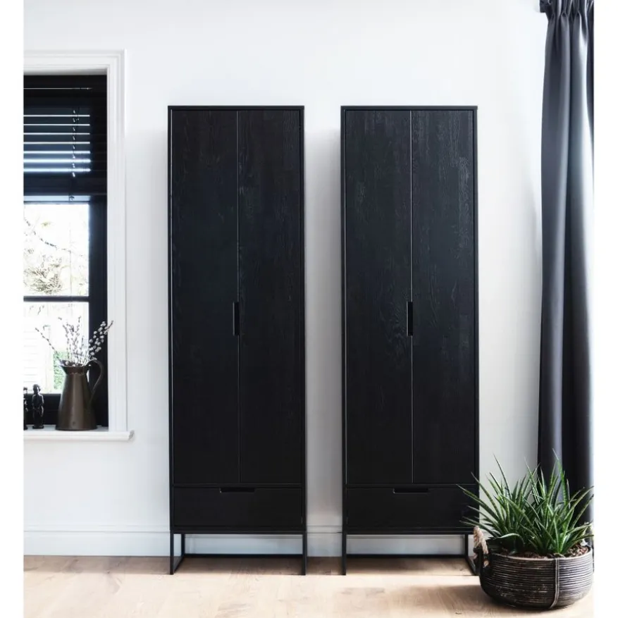WOOOD Wandkast Silas Zwart - 60x210x36 cm