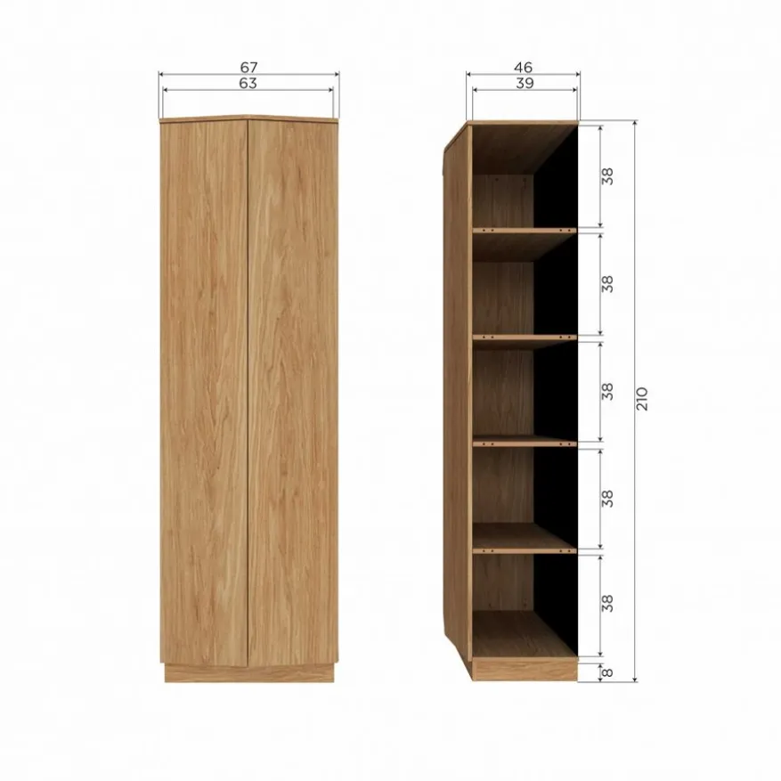 WOOOD Wandkast Zuma Naturel - 67x210x45 cm