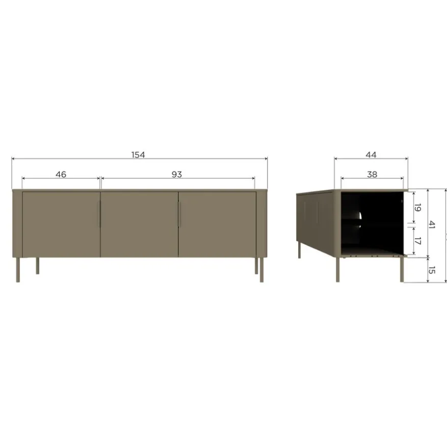 WOOOD (Zwevend) TV-meubel Gunnar Mud - 154x56x44 cm