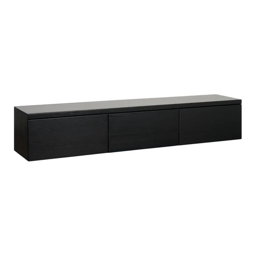 Zwevend TV-meubel Chester Zwart - 190x35x40 cm