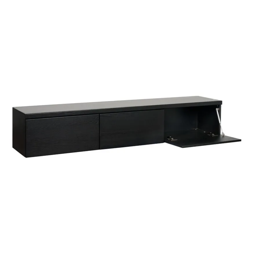 Zwevend TV-meubel Chester Zwart - 190x35x40 cm