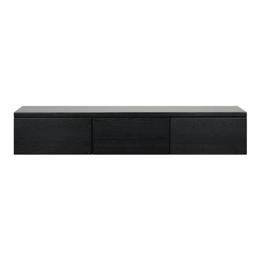 Zwevend TV-meubel Chester Zwart - 190x35x40 cm
