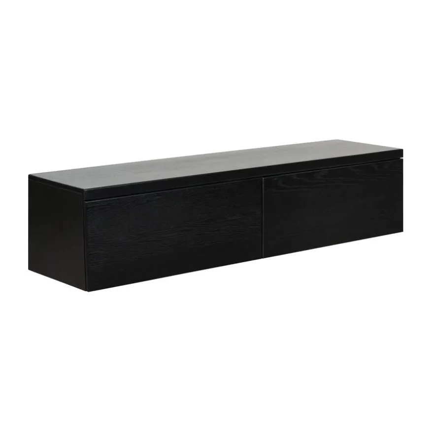 Zwevend TV-meubel Chester Zwart - 150x35x40 cm