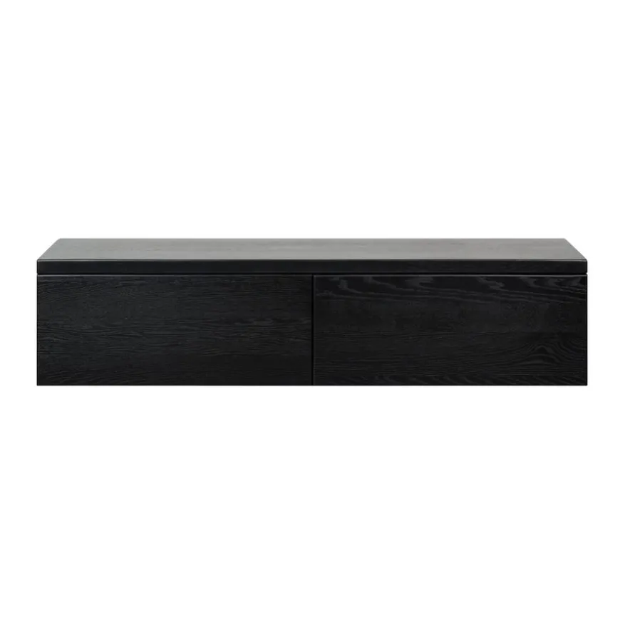 Zwevend TV-meubel Chester Zwart - 150x35x40 cm